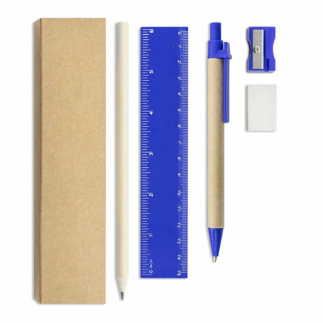 KIT DE BUREAU PERSONNALISABLE 'TINNA' - naturel/bleu