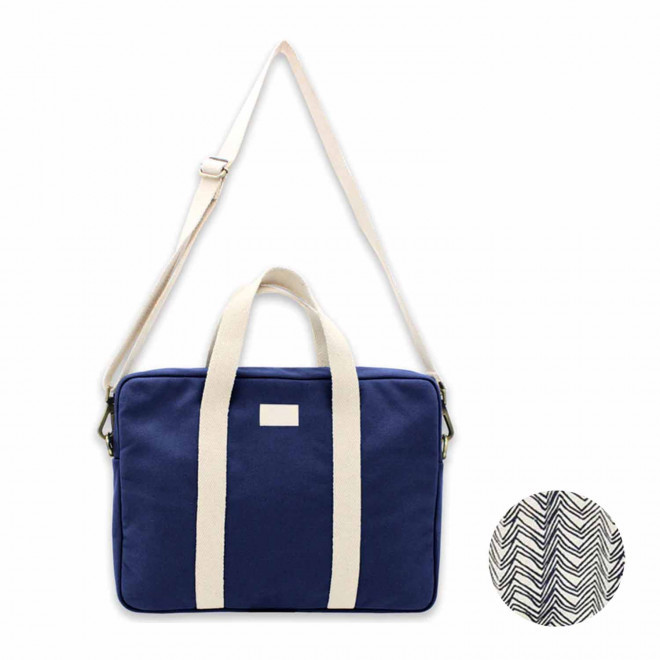 SAC ORDINATEUR PERSONNALISABLE STUDIO BY HINDBAG 'LUIS' - marine