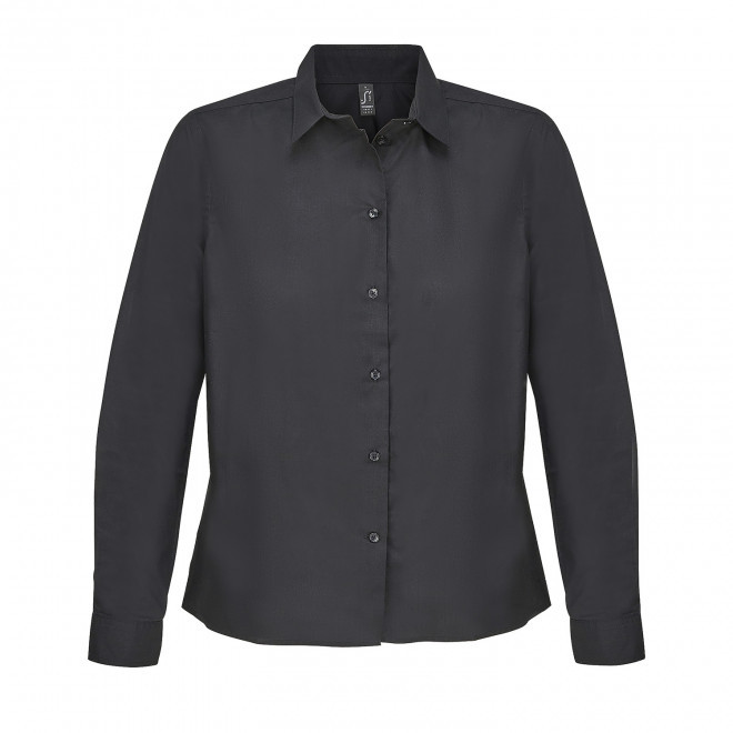 CHEMISE FEMME POPELINE PERSONNALISABLE 'BAILEY' - noir