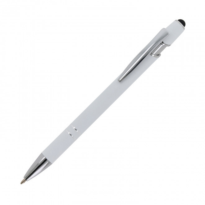 STYLO EN METAL MINE BLEUE PERSONNALISABLE 'PRINCY' - blanc