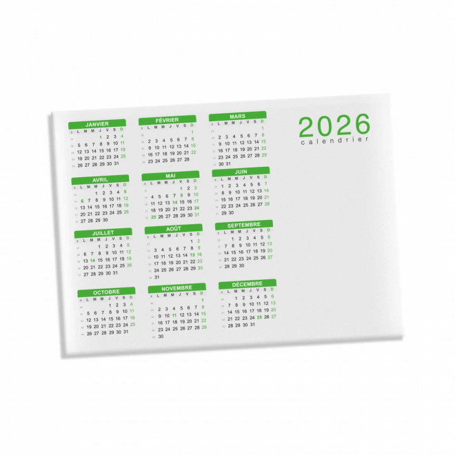 CALENDRIER MAGNETIQUE PERSONNALISABLE 'DATE' - 10 x 14 cm - vert