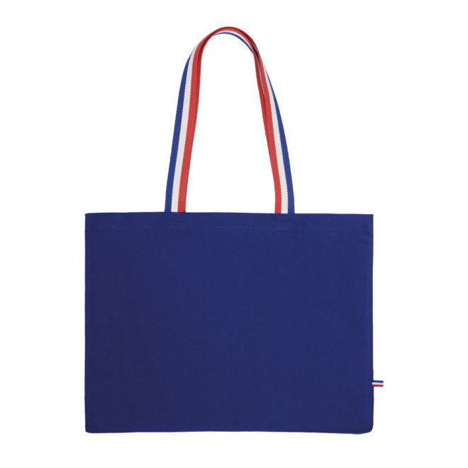 TOTE BAG PERSONNALISÉ AVEC SOUFFLET ANSES TRICOLORES 'HENRI' - bleu