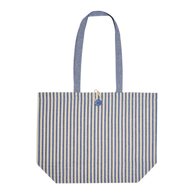 SAC DE PLAGE PUBLICITAIRE EN COTON 'MYKONOS' - blanc/bleu