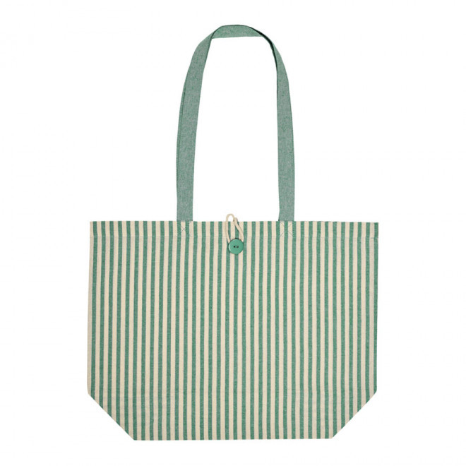 SAC DE PLAGE PUBLICITAIRE EN COTON 'MYKONOS' - blanc/vert