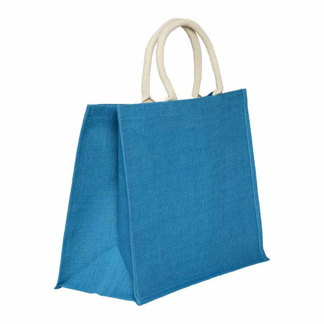 CABAS PERSONNALISABLE EN JUTE 'KOS' - bleu