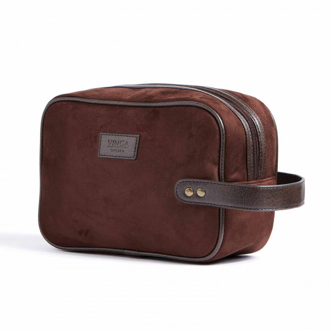 TROUSSE DE TOILETTE PERSONNALISEE EFFET DAIM 'POLLIE' - marron