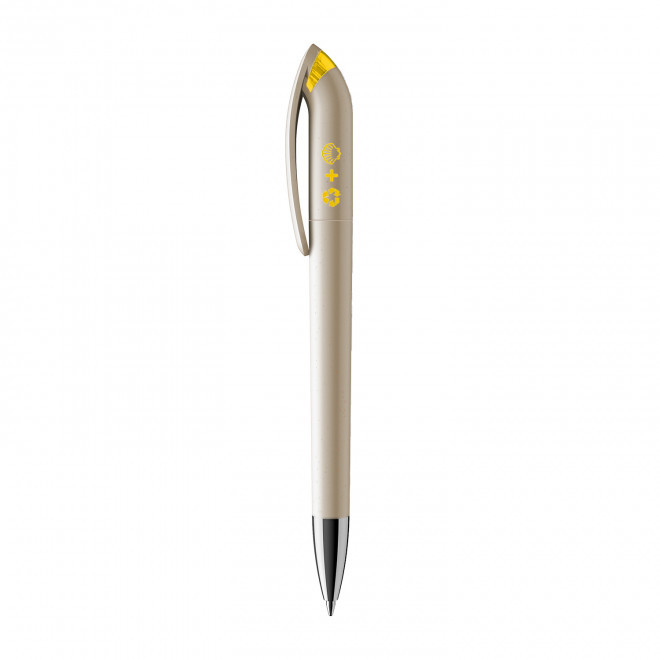 STYLO RECYCLE PERSONNALISABLE 'PEARL CLEAR' - jaune