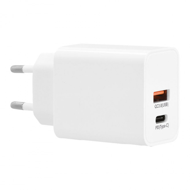 CHARGEUR SECTEUR PERSONNALISÉ 20W 'QUICKER' - blanc