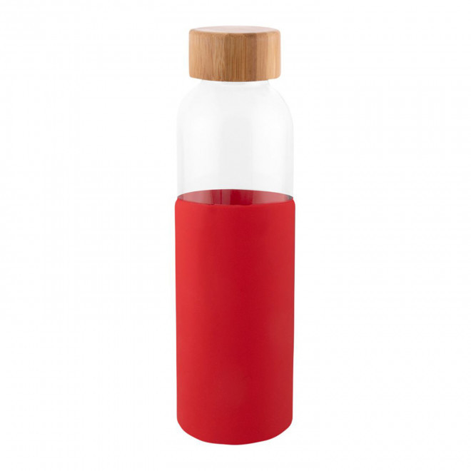 BOUTEILLE EN VERRE 500ML PERSONNALISABLE 'LODO SILICON' - rouge