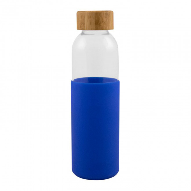 BOUTEILLE EN VERRE 500ML PERSONNALISABLE 'LODO SILICON' - bleu foncé