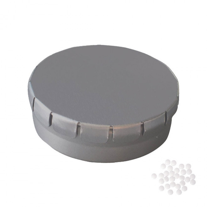 BOÎTE À BONBONS PUBLICITAIRE BIO 'CLIC CLAC' - argenté mat