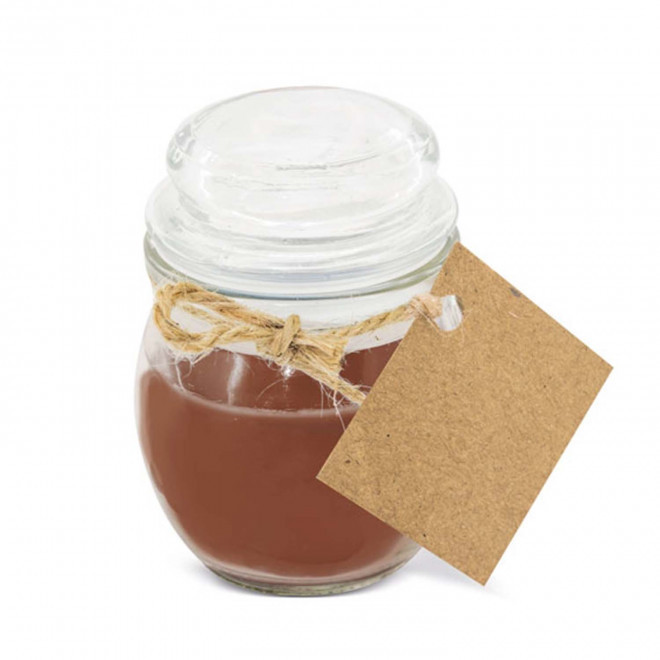 BOUGIE PARFUMEE PERSONNALISEE POT EN VERRE 'BIGOUR' - café