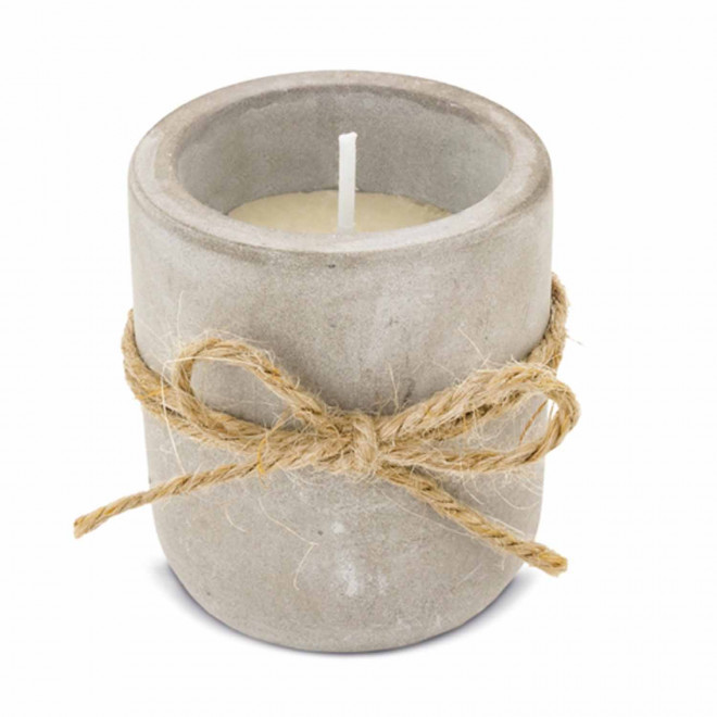 BOUGIE PARFUMEE PERSONNALISEE DANS POT EFFET CIMENT 'CIMBI' - pêche