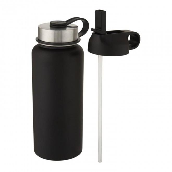 GOURDE ISOTHERME DOUBLE BOUCHON PERSONNALISEE 1L 'DOUBLI' - noir