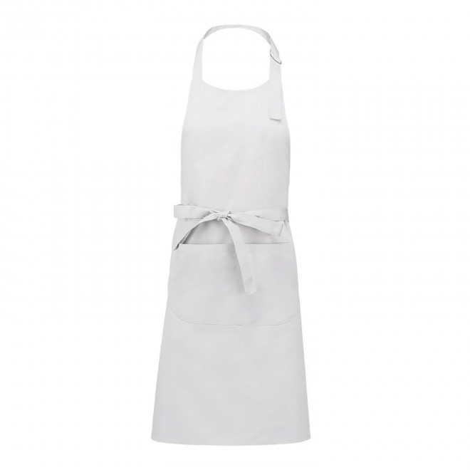 TABLIER LONG PERSONNALISABLE EN POLYCOTON 190 POCHE 'KARITAB' - blanc