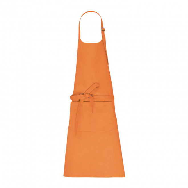 TABLIER LONG EN COTON PERSONNALISE 280G POCHE BIO 'KARITAB' - orange