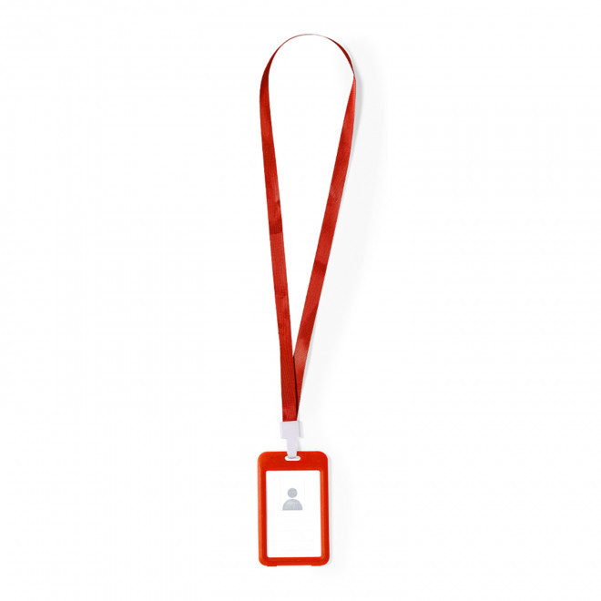 TOUR DE COU PORTE BADGE PERSONNALISABLE 'PARTICULA' - rouge