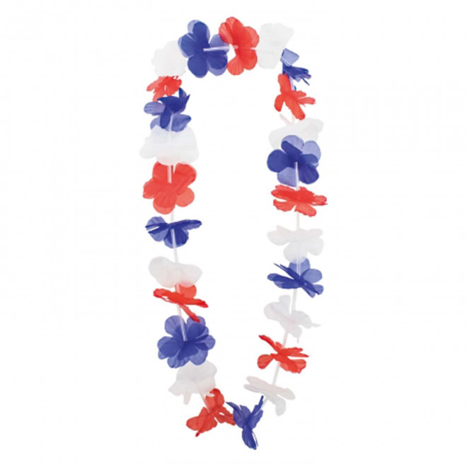 COLLIER DE FLEUR 'COUCOU' - bleu/blanc/rouge