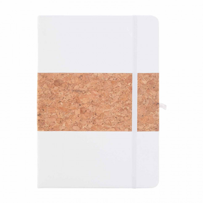 CARNET EN LIEGE ET PU RECYCLE PERSONNALISE 'ISHA' - blanc