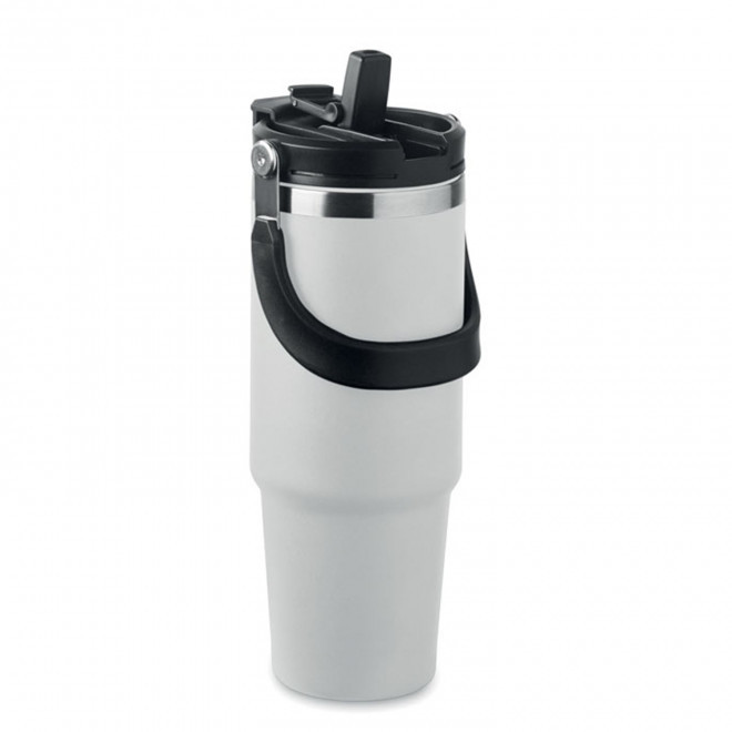 MUG ISOTHERME PERSONNALISE ACIER RECYCLE 850ML 'FAMEZ'  - blanc