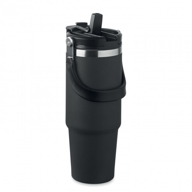 MUG ISOTHERME PERSONNALISE ACIER RECYCLE 850ML 'FAMEZ'  - noir
