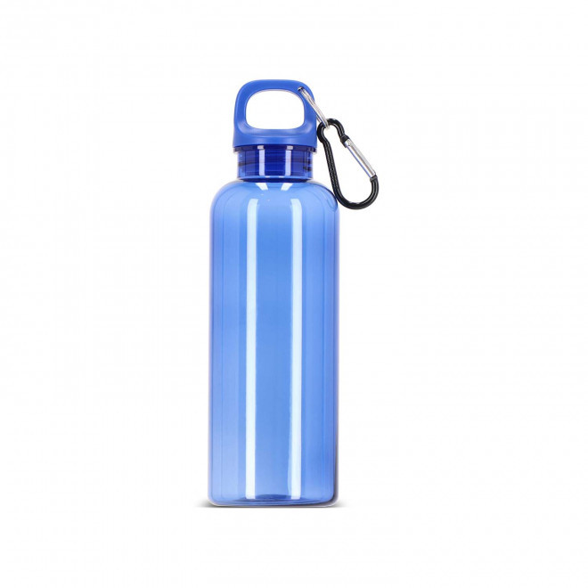GOURDE RPET AVEC MOUSQUETON 500ML PERSONNALISABLE 'MANCYO' - bleu fonce transparent