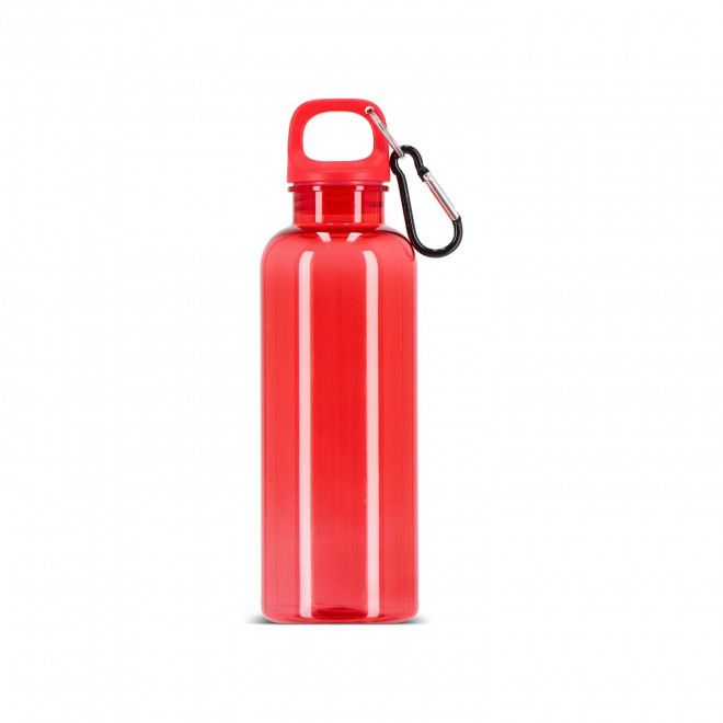 GOURDE RPET AVEC MOUSQUETON 500ML PERSONNALISABLE 'MANCYO' - rouge transparent
