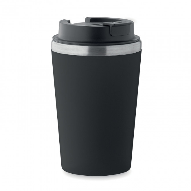 MUG ISOTHERME PERSONNALISE AVEC INTERIEUR CERAMIQUE 350ML 'MULTIS' - noir