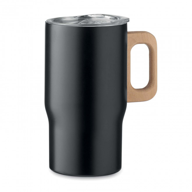 MUG ISOTHERME PERSONNALISABLE INOX RECYCLE 350ML 'JORNA MAX' - noir