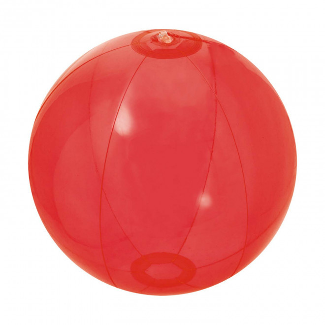 BALLON DE PLAGE PERSONNALISABLE 'PLAYA UNI TRANSPARENT' - rouge
