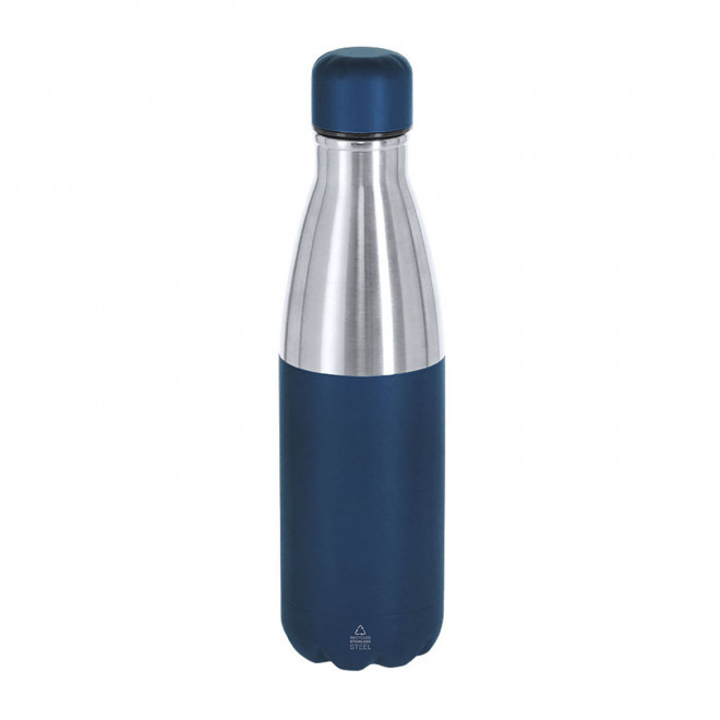 BOUTEILLE ISOTHERME RECYCLE 550ML PERSONNALISABLE 'ASTDUO' - bleu marine