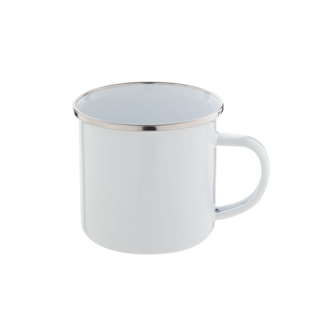 MUG EN MÉTAL ÉMAILLÉ 300ML PERSONNALISABLE 'RANIA COLOR' - blanc