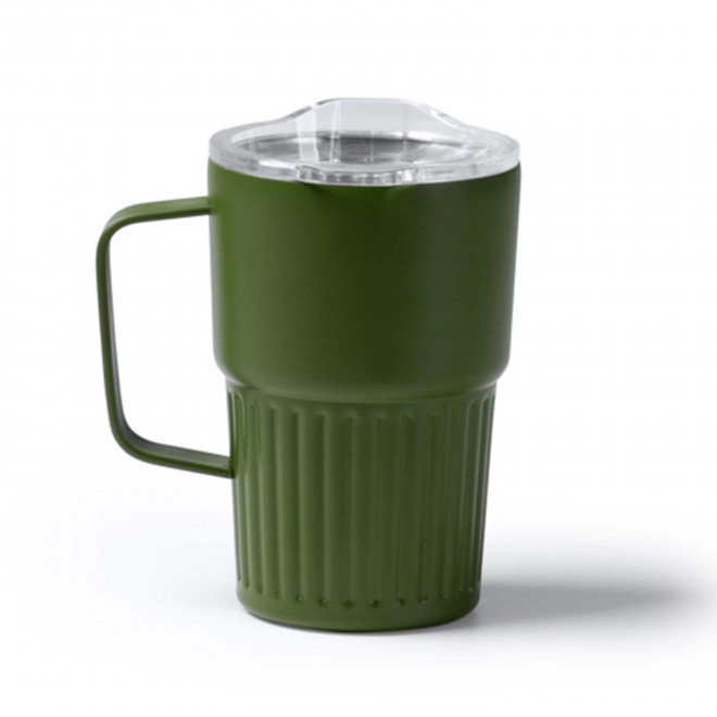 MUG ISOTHERME PERSONNALISE ACIER 470ML 'LUCIO POIGNEE' - vert