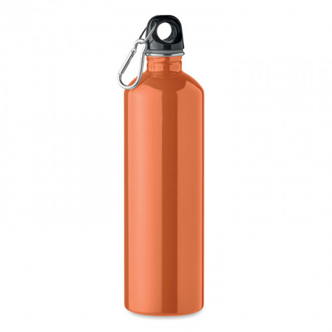 GOURDE EN ACIER RECYCLE 750ML PERSONNALISABLE 'AVEREST' MOUSQUETON ARGENTE - orange