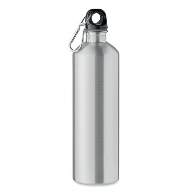 GOURDE EN ACIER RECYCLE 750ML PERSONNALISABLE 'AVEREST' MOUSQUETON ARGENTE - argente mat