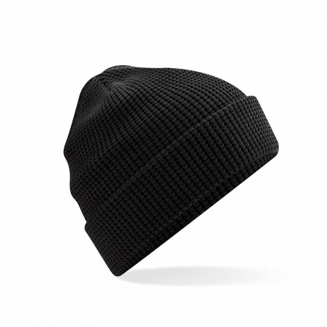 BONNET PERSONNALISE MAILLE NID D'ABEILLE 'WAFFLA' - noir