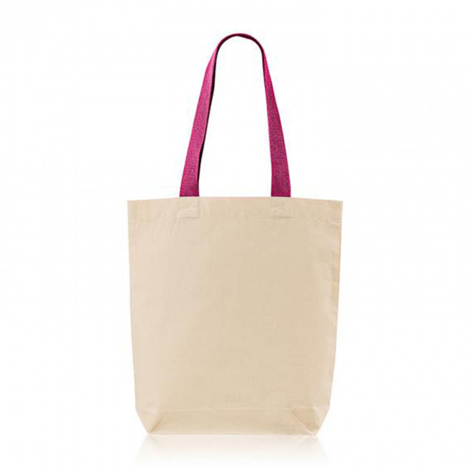 SAC EN TOILE GRANDES ANSES PERSONNALISABLE 'RYTA' - rose