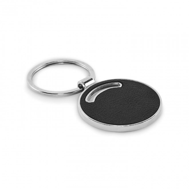 PORTE CLE EN PU RECYCLE PERSONNALISE 'ANGELOS ROND' - noir