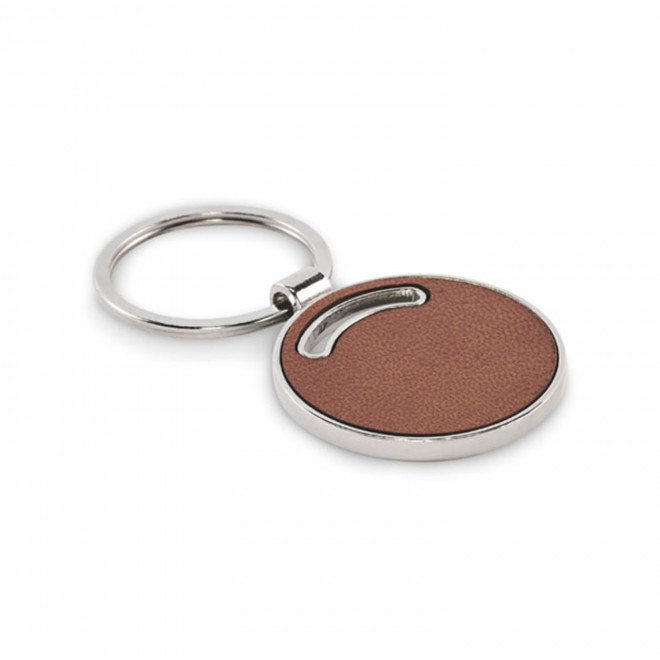 PORTE CLE EN PU RECYCLE PERSONNALISE 'ANGELOS ROND' - marron