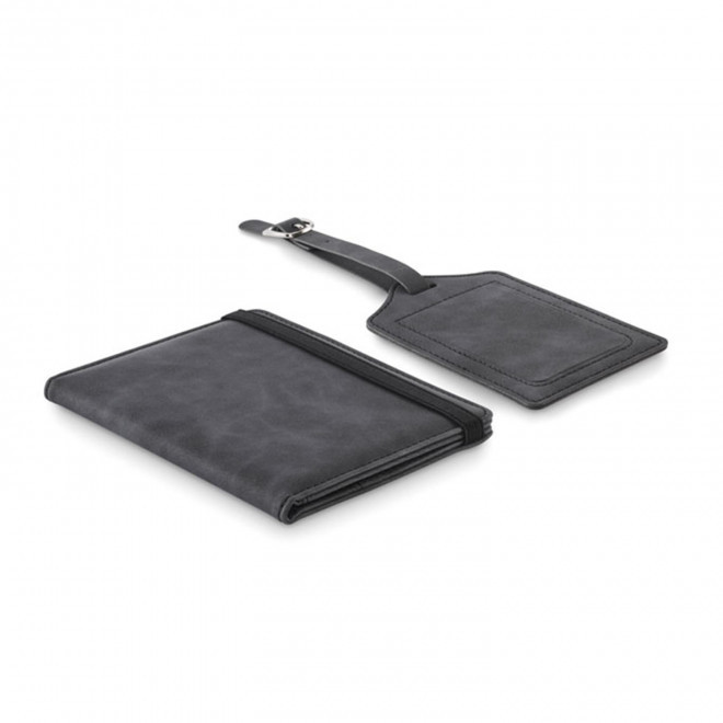 ETIQUETTE ET PROTEGE PASSEPORT PERSONNALISABLE 'TAGEJET' - gris