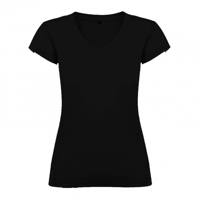 TEE-SHIRT COL V FEMME COULEUR PERSONNALISABLE 'VICTORIA' - noir