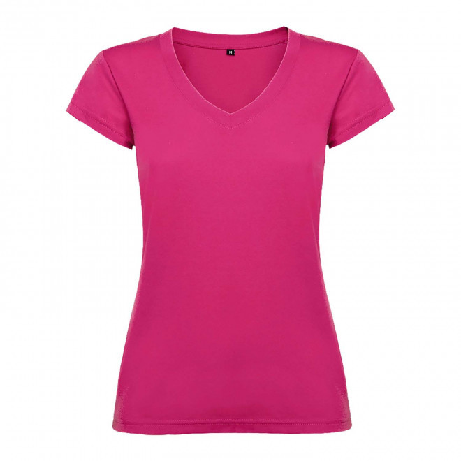 TEE-SHIRT COL V FEMME COULEUR PERSONNALISABLE 'VICTORIA' - rose