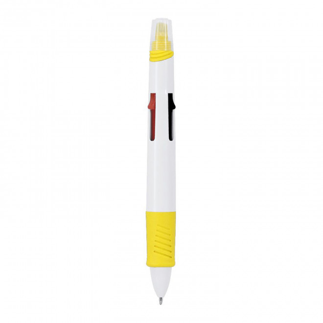 STYLO 4 COULEURS PERSONNALISE 'FLOW' - jaune