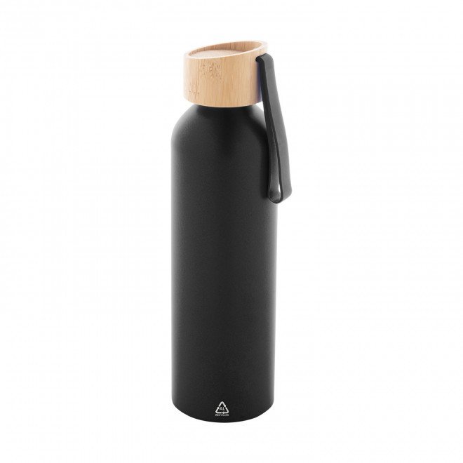 GOURDE EN ALU RECYCLE 600ML PERSONNALISABLE 'SIPLU' - noir