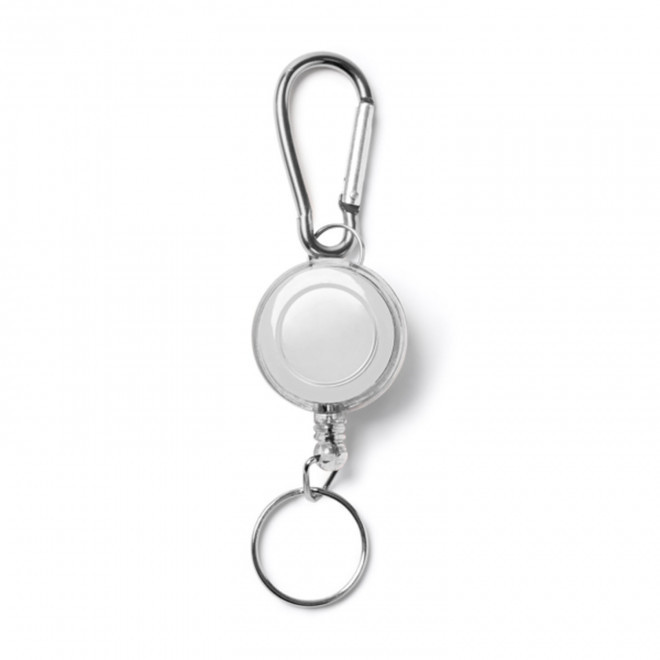 PORTE BADGE DEROULEUR PUBLICITAIRE 'SHAKI MOUSQUETON' - blanc