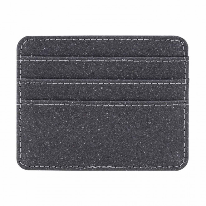 PORTE CARTES PERSONNALISE EN CUIR RECYCLE 'ATIKA' - gris foncé