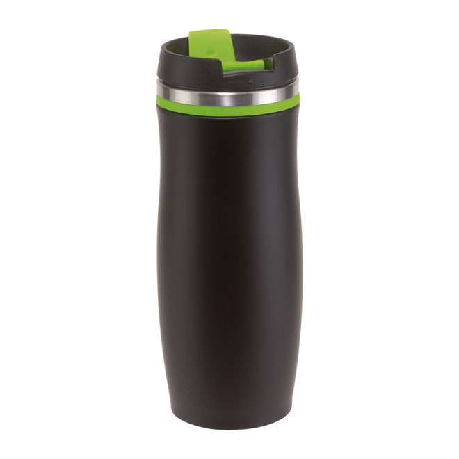 MUG ISOTHERME 400ML PERSONNALISABLE 'CREMA NOIR' - noir/vert