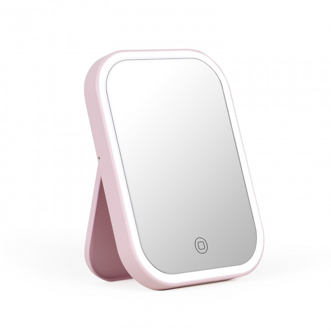 MIROIR LUMINEUX LED RECHARGEABLE PERSONNALISE 'LIAGE' - rose