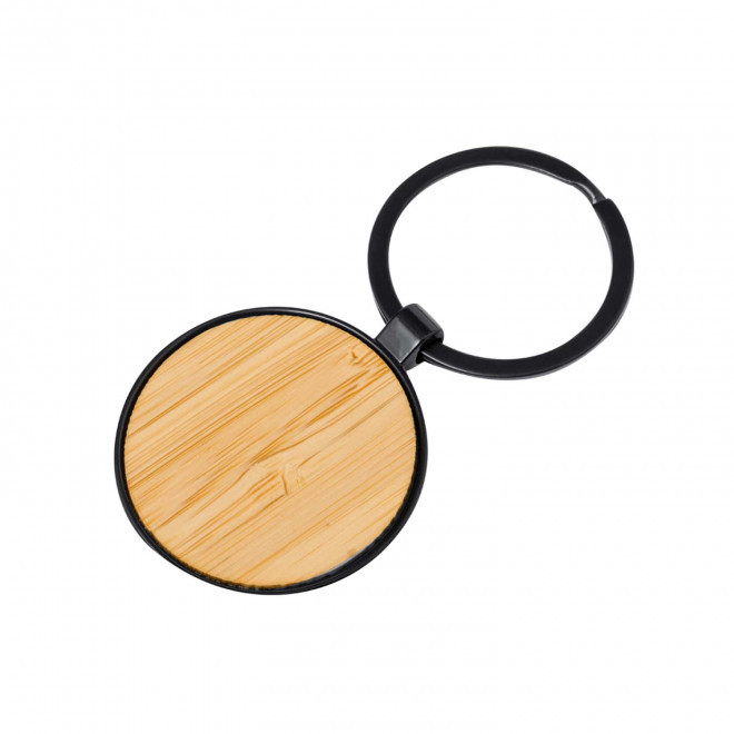 PORTE-CLES PERSONNALISE EN BAMBOU 'CASAWOOD DARK' - rond