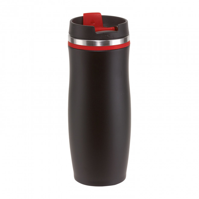 MUG ISOTHERME 400ML PERSONNALISABLE 'CREMA NOIR' - noir/rouge